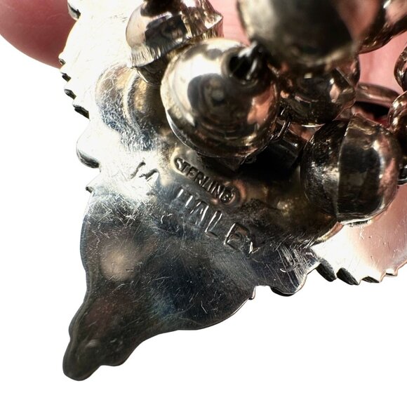 Native American M Haley Sterling Silver Gemstone Squash Blossom Necklace 100 GMS - Picture 9 of 15